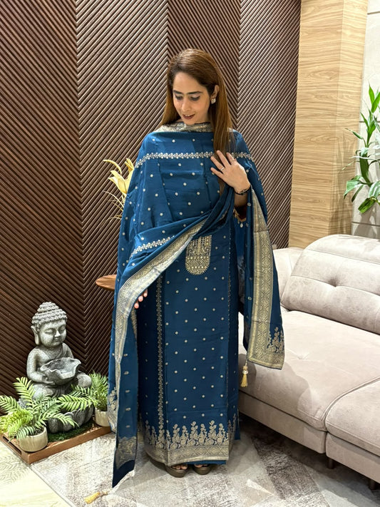 Luxurious Uppada silk unstitched suit
