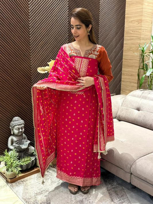 Luxurious Uppada silk unstitched suit