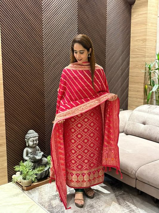 Luxurious Khadi Georgette unstitched suit