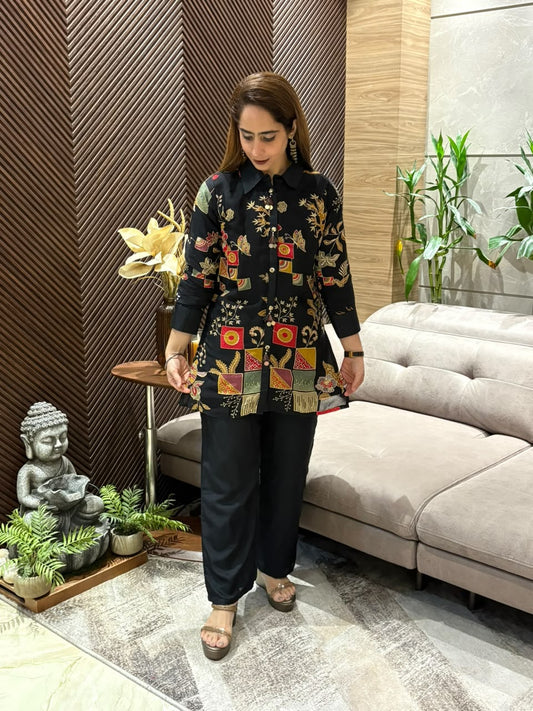 Elegant Chinon fabric co-ord set