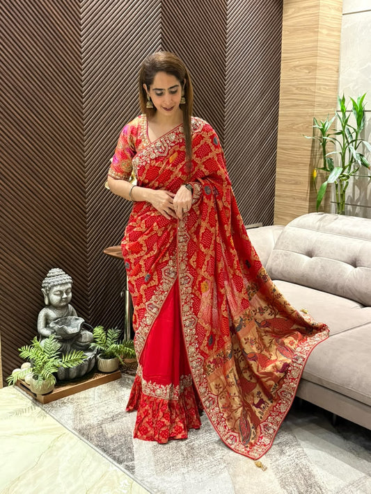 Luxurious Khadi Georgette stunning running saree