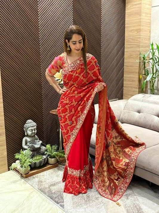 Luxurious Khadi Georgette stunning running saree