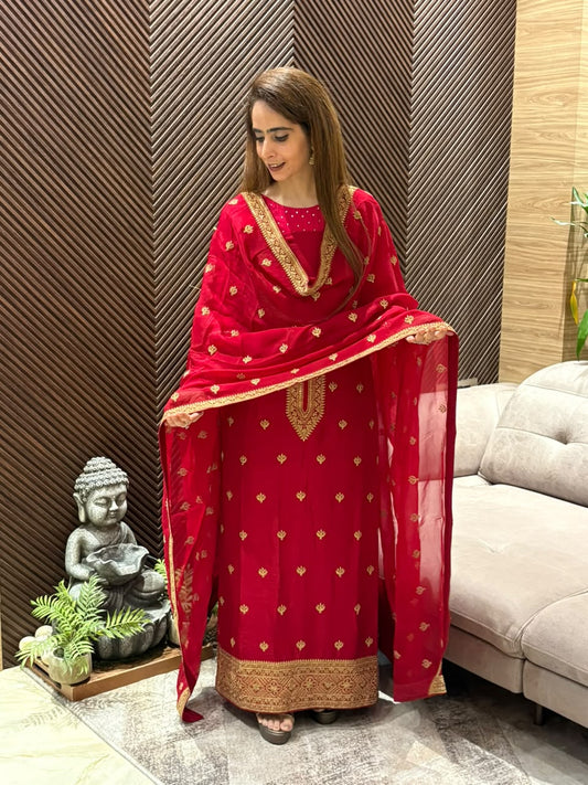 Luxurious raw silk unstitched suit