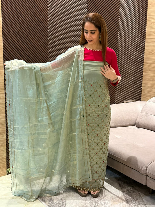 Luxurious tissue shimmer unstitched suit