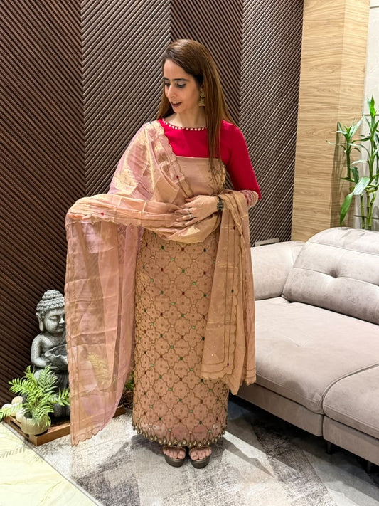 Luxurious tissue shimmer unstitched suit