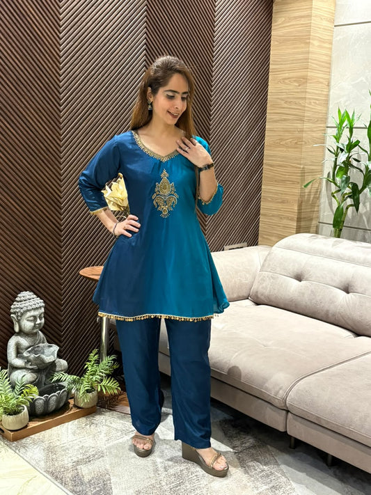 Premium raw silk elegant cord set
