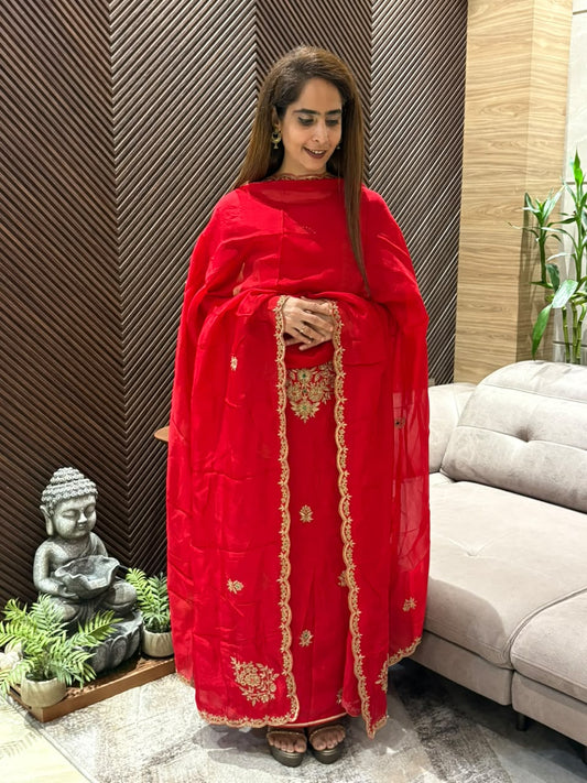 Luxurious organza silk unstitched suit