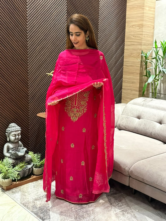 Luxurious organza silk unstitched suit