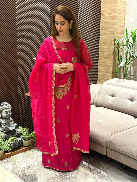 Luxurious organza silk unstitched suit