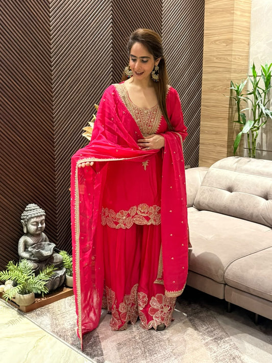 Luxurious satin crepe Sharara Set