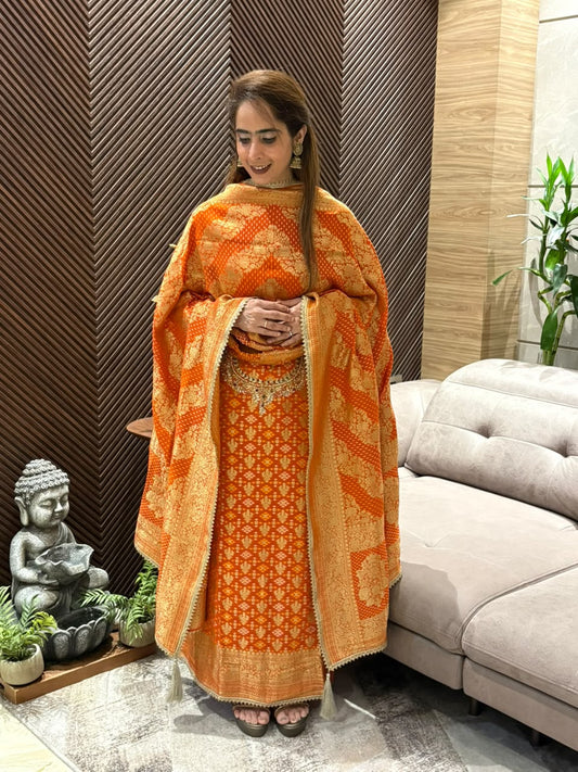 Luxurious Khadi Georgette unstitched suit
