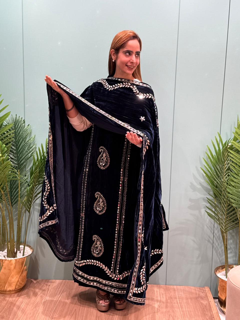 Luxurious Crush Velvet Unstitched Suit