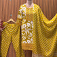 Embrace festive charm with this mustard floral print suit