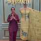 Olive green unstitched suit fabric with delicate blue floral embroidery